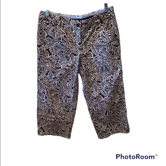 𝅺LANDS End capris brown white dressy 8 - Picture 1 of 3